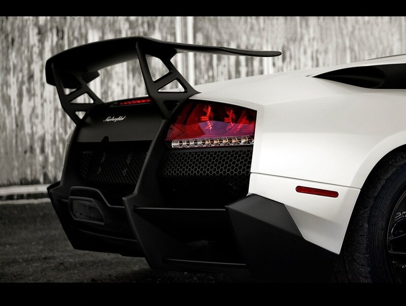 white lamborghini rear view