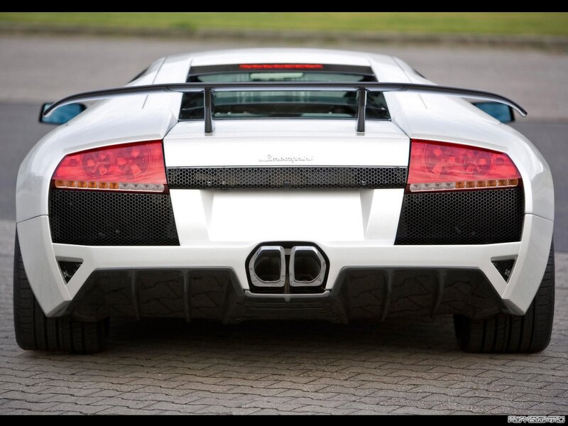 white lamborghini rear view