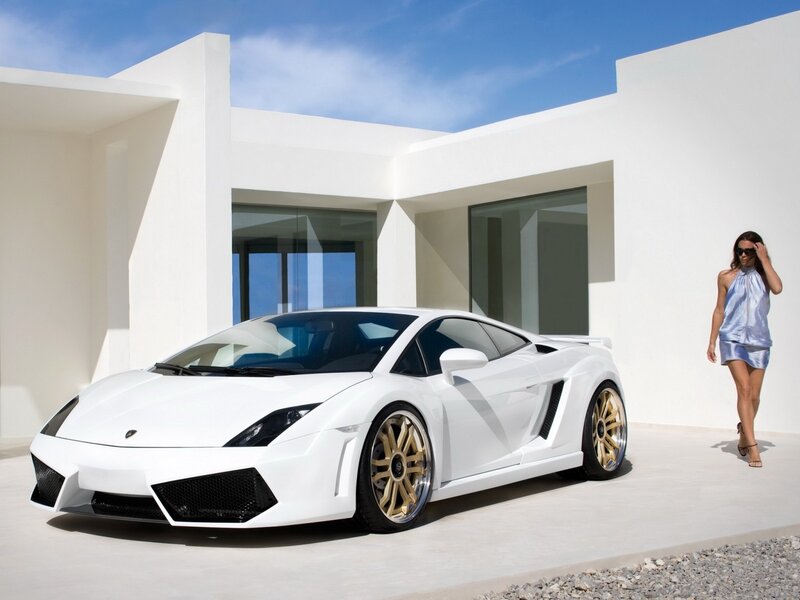 White Lamborghini sports car