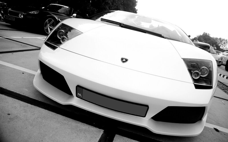 White Lamborghini sports car