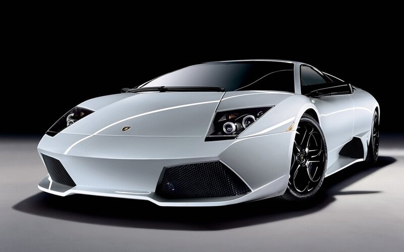 White Lamborghini sports car