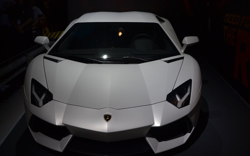 White Lamborghini sports car