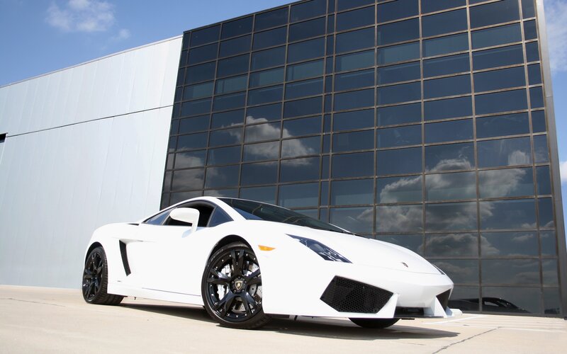 White Lamborghini sports car