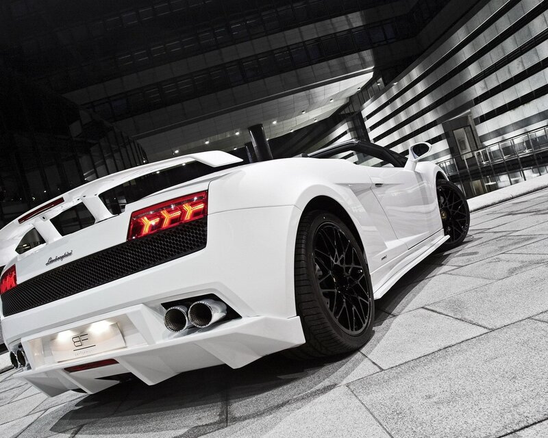 White Lamborghini sports car