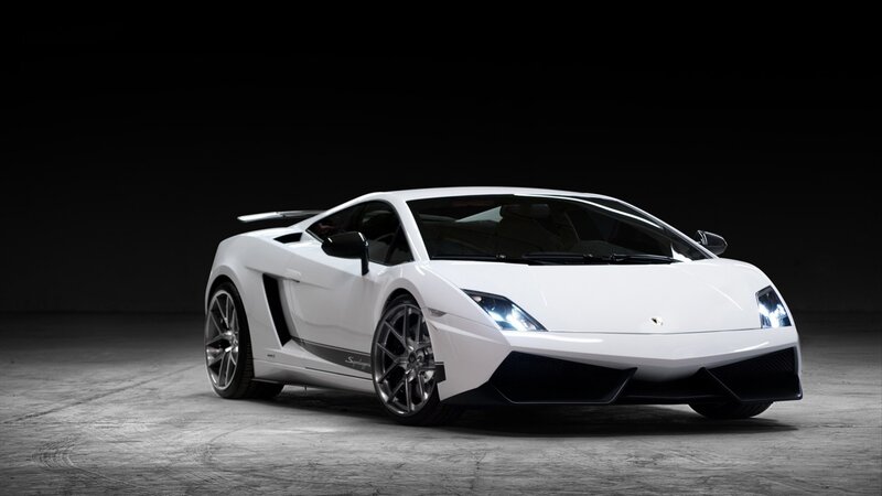 White Lamborghini sports car