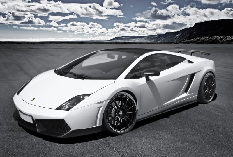 White Lamborghini sports car