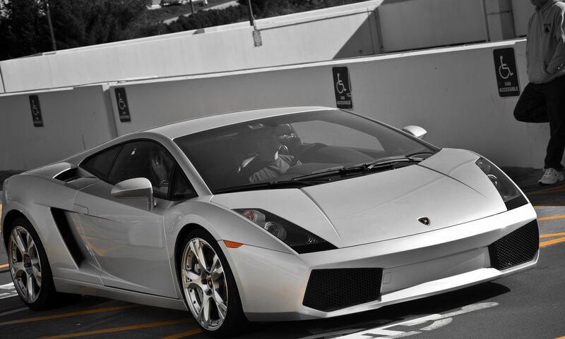 White Lamborghini sports car
