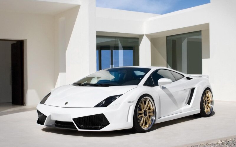 White Lamborghini sports car