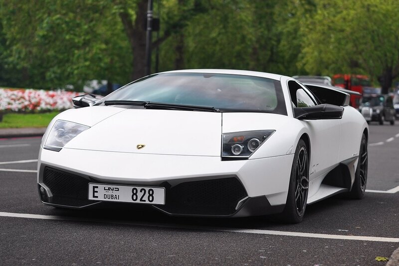 White Lamborghini sports car
