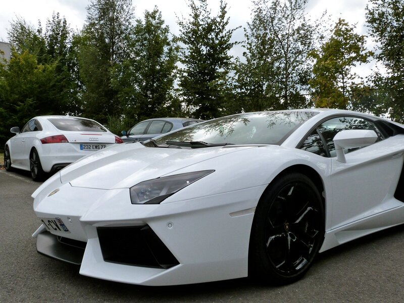 White Lamborghini sports car