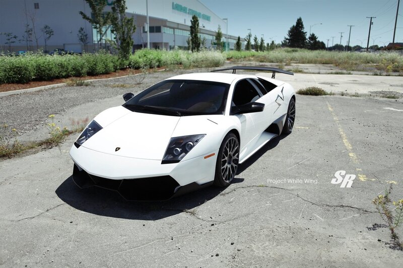 White Lamborghini sports car