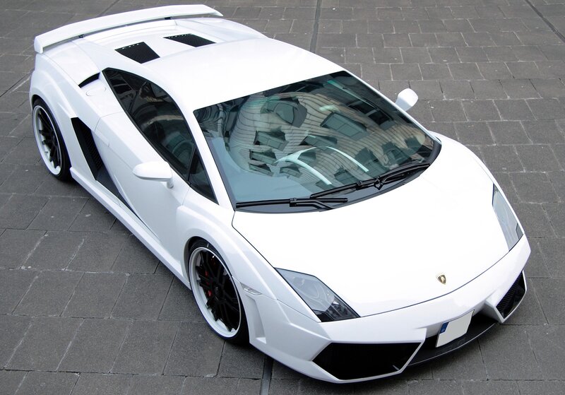White Lamborghini sports car