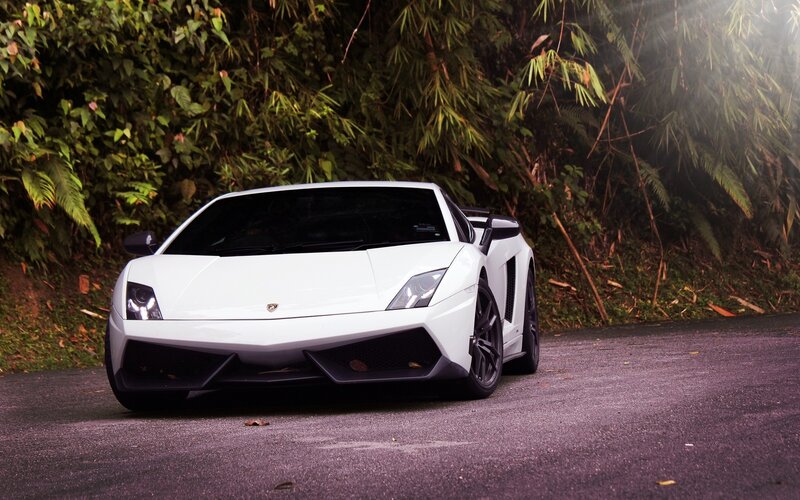 White Lamborghini sports car