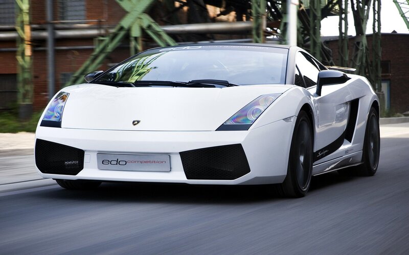 White Lamborghini sports car