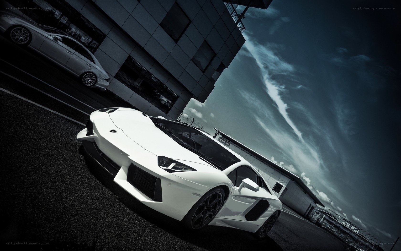 White Lamborghini sports car