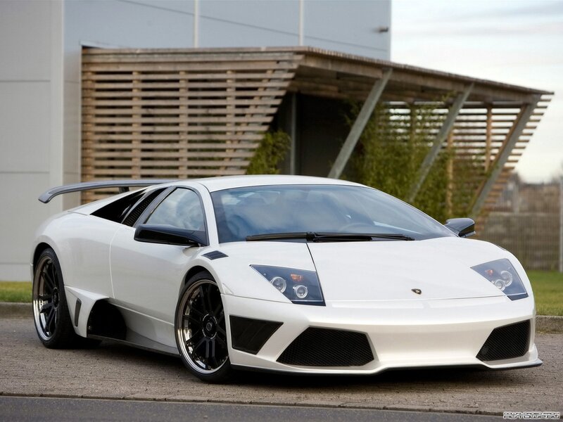 White Lamborghini sports car