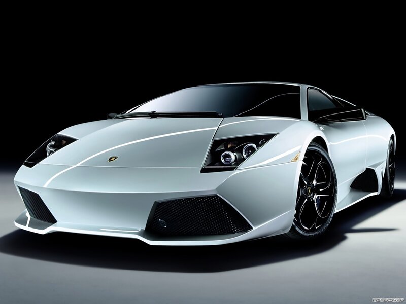 White Lamborghini sports car