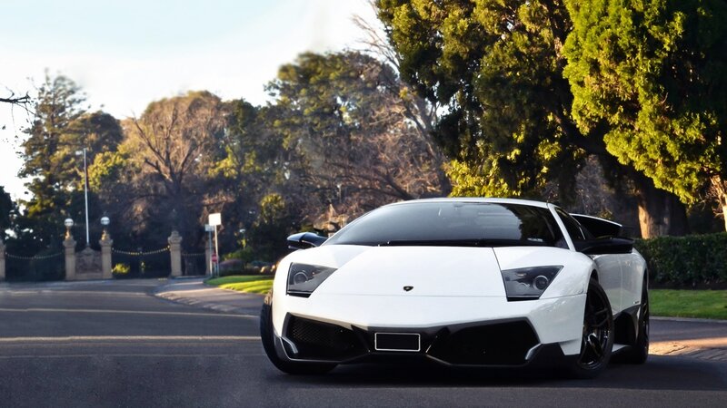 White Lamborghini sports car