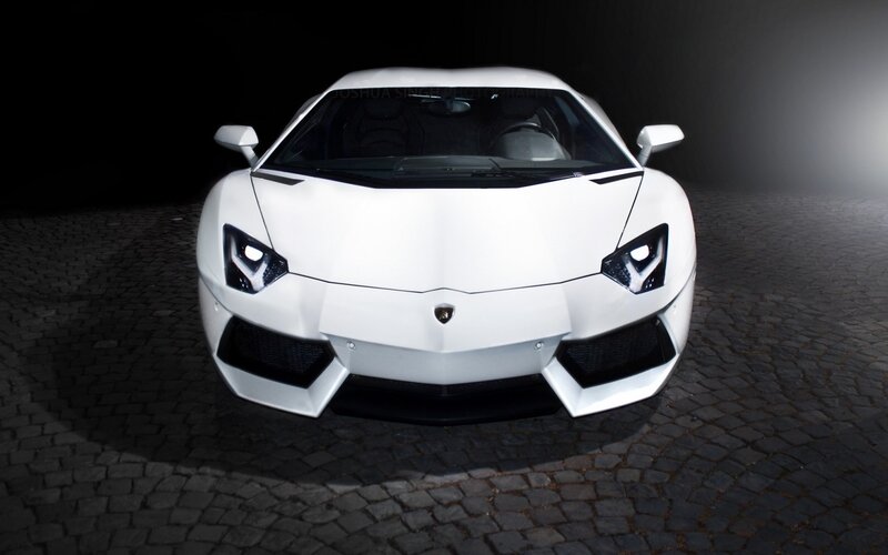 white lamborghini sports car