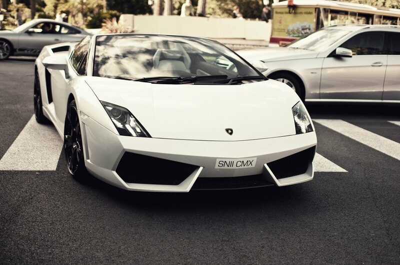 White Lamborghini sports car