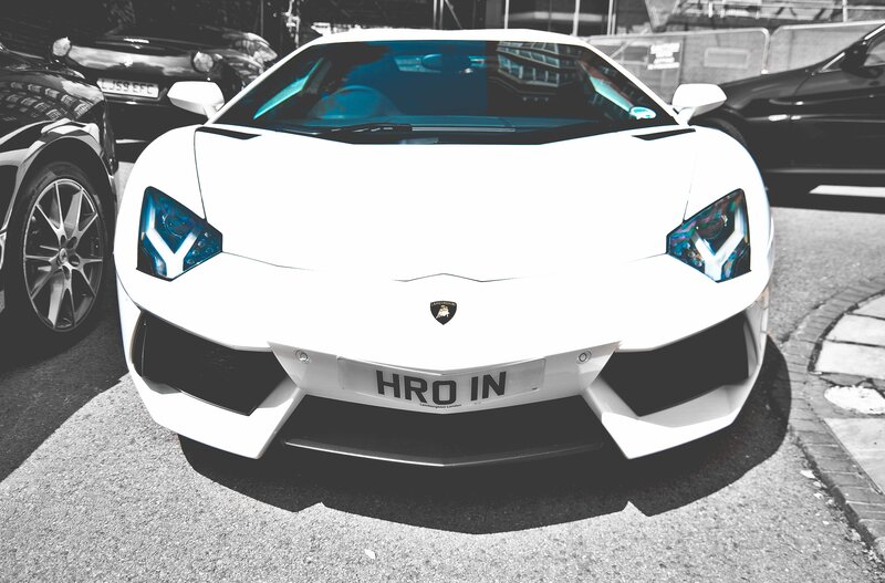 White Lamborghini sports car