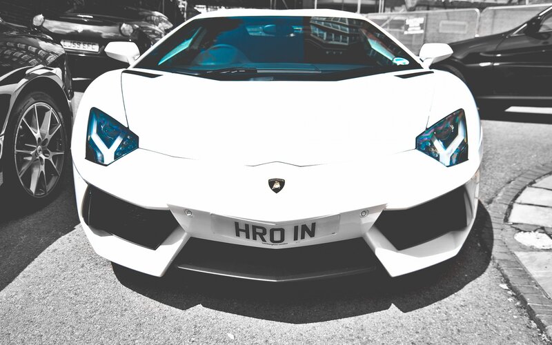 White Lamborghini sports car