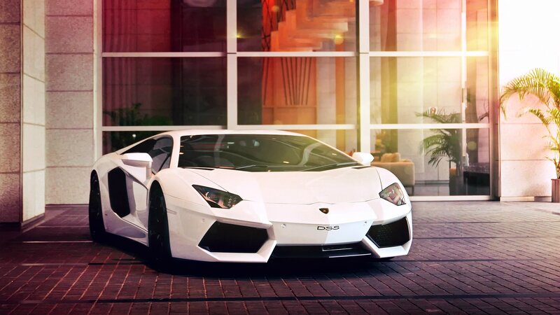 white lamborghini sports car