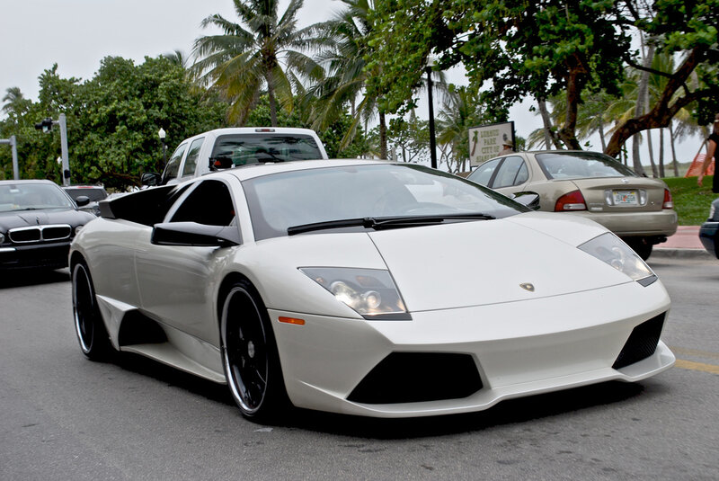 White Lamborghini sports car