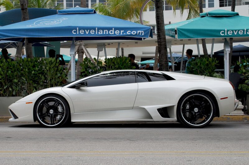 White Lamborghini sports car