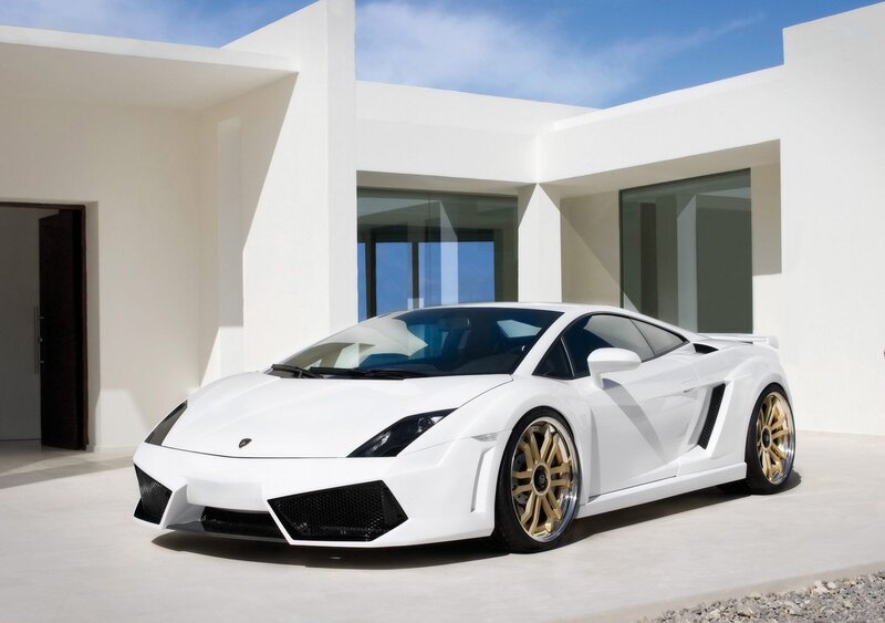 White Lamborghini sports car