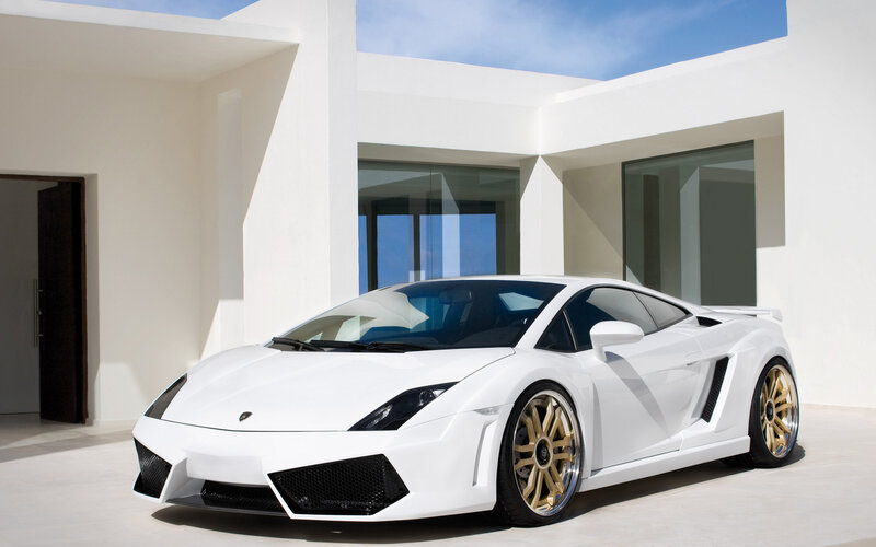 White Lamborghini sports car