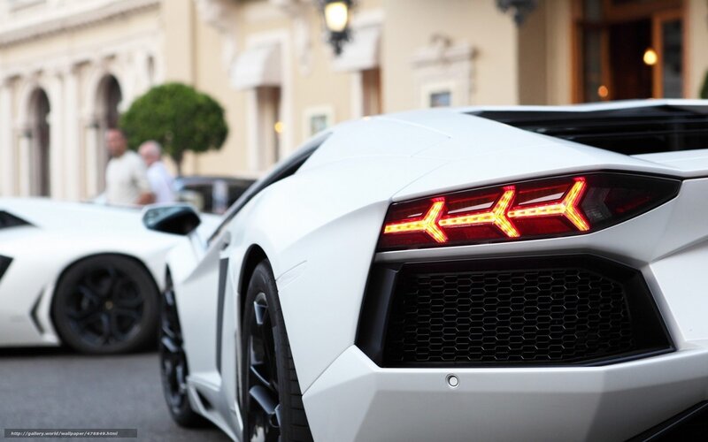 White Lamborghini sports car