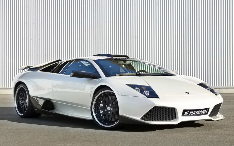 White Lamborghini sports car