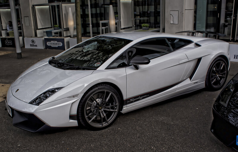 White Lamborghini sports car