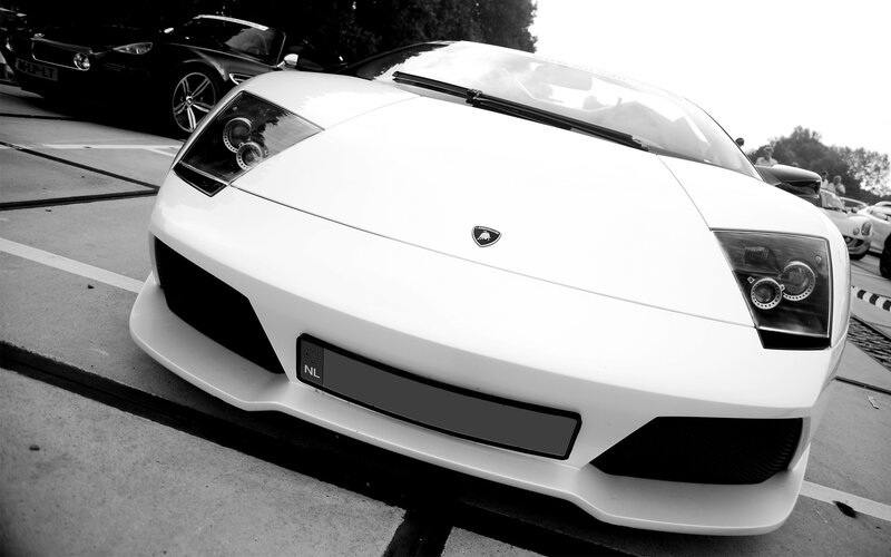 White Lamborghini sports car