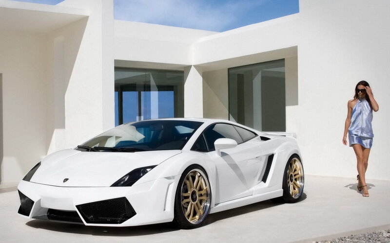 White Lamborghini sports car