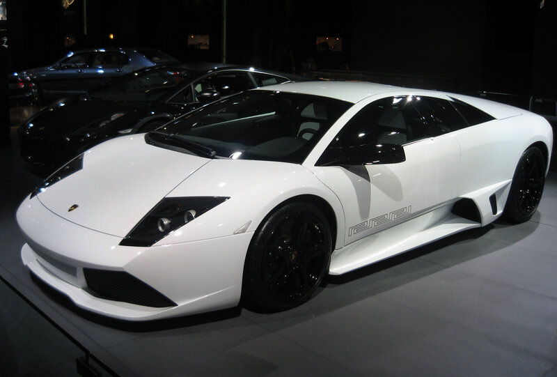 White Lamborghini sports car