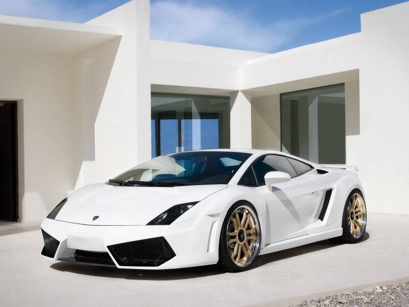 White Lamborghini sports car
