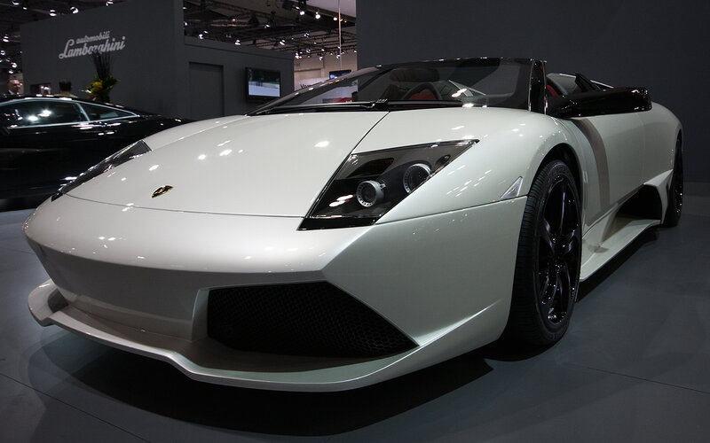 White Lamborghini sports car