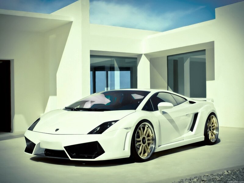 White Lamborghini sports car