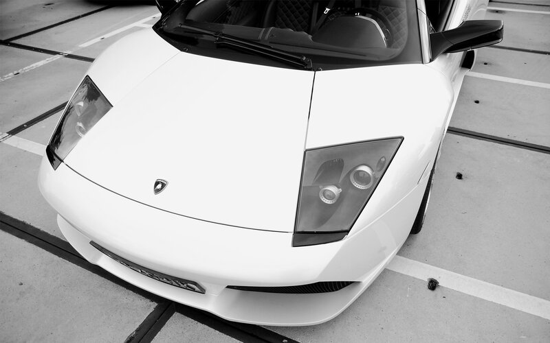 White Lamborghini sports car
