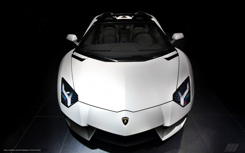 White Lamborghini Sports Car — Dramatic, Photograph, Headlights, Windshield