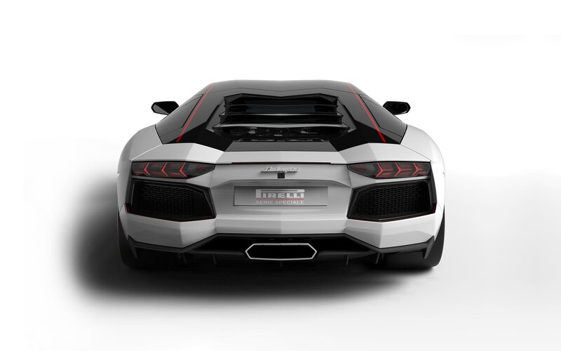 White Lamborghini Sports Car — Dramatic, Photograph, Taillights, Exhaust