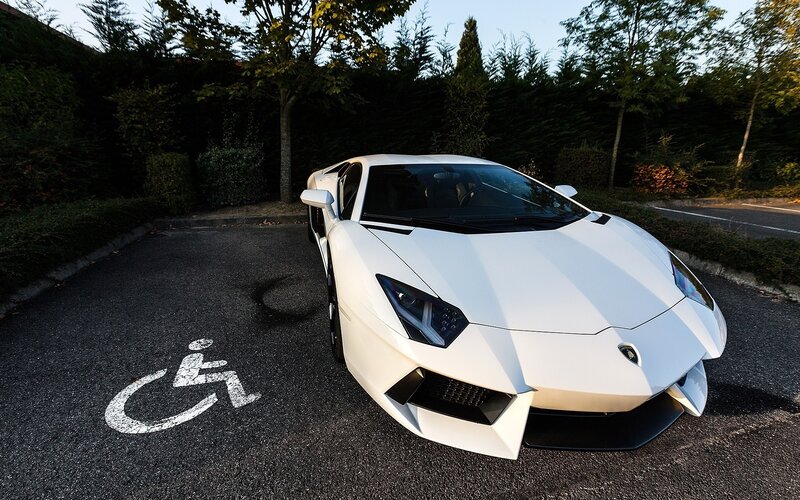 White Lamborghini Sports Car — Dramatic, Sunset, Photograph