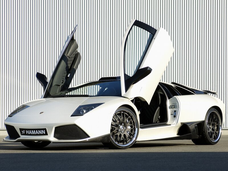 White Lamborghini Sports Car — Dramatic