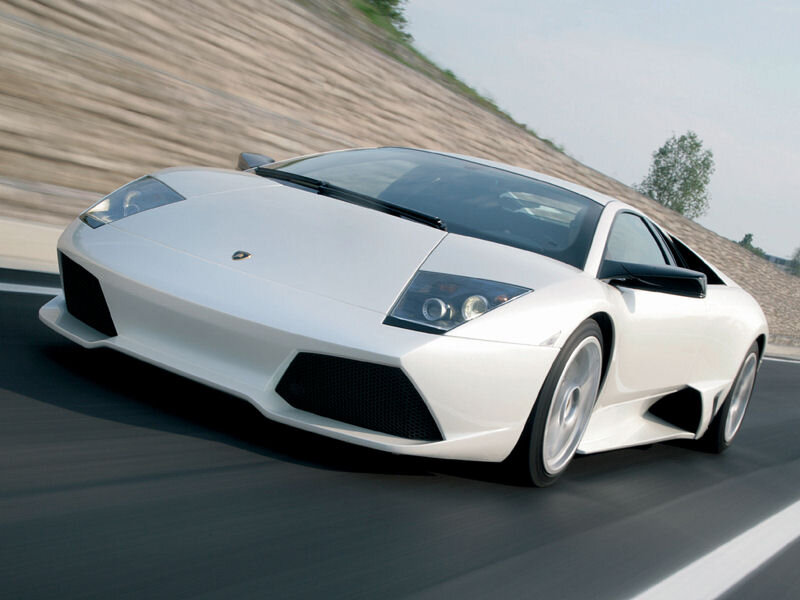 White Lamborghini Sports Car — Dynamic, Afternoon