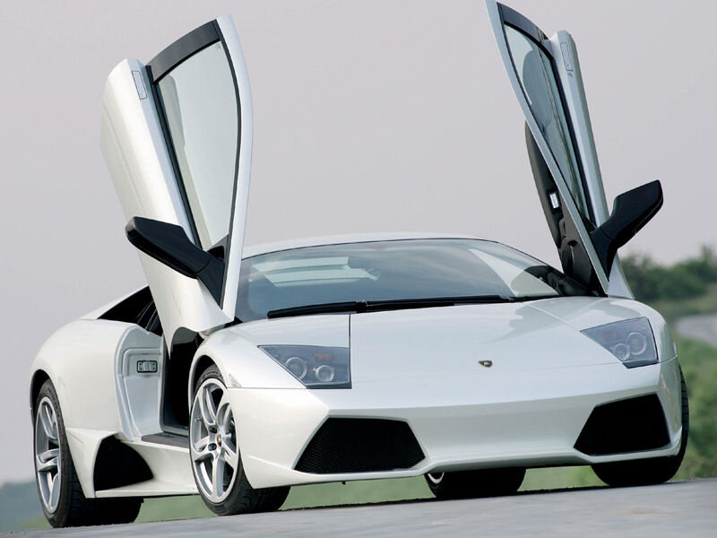 White Lamborghini Sports Car — Dynamic, Photograph