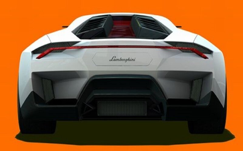 White Lamborghini Sports Car — Orange