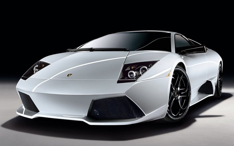 White Lamborghini Sports Car — Silver