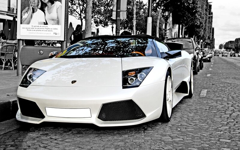 White Lamborghini Sports Car — Urban